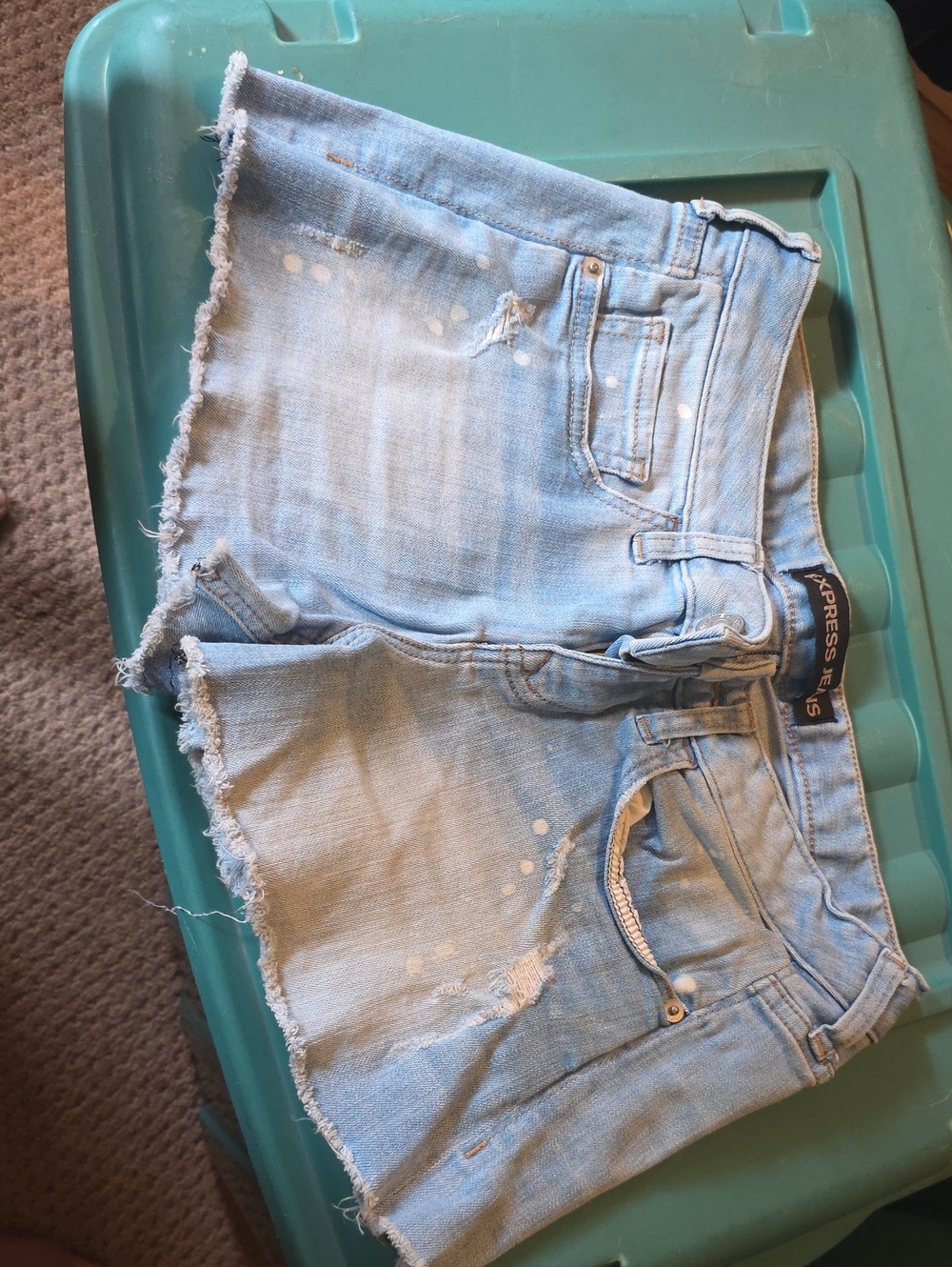 Express Distressed Light Blue Denim Cutoff Shorts